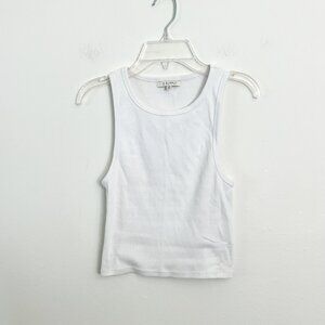z supply // classic cropped ribbed white tank top M